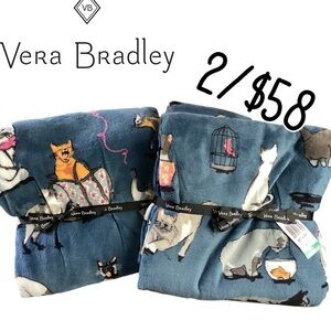 🐈Vera Bradley 2 Throw BUNDLE Cats NWT  50”x80